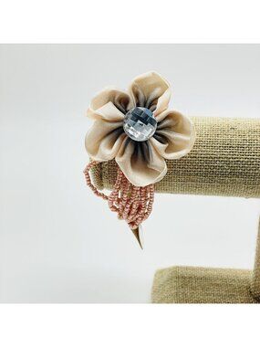 My Style Rose Gold Tone Multi Strand Beaded Flower Stretch Bracelet Rhinestone